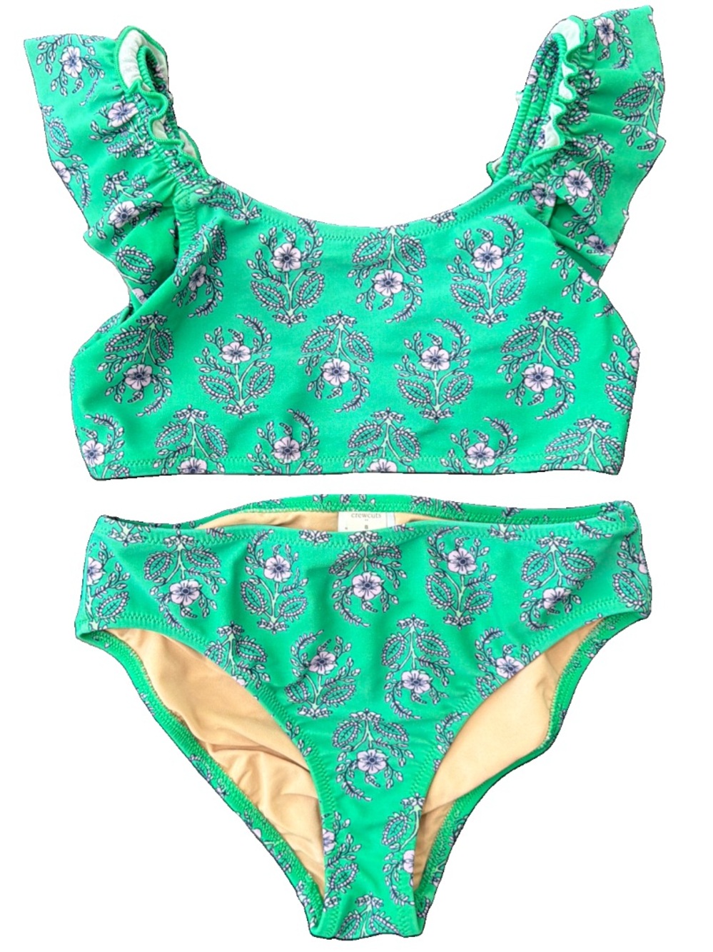 Crewcuts Green Floral Bikini Bathing Suit Size 8